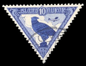 Iceland #C3 Cat$75, 1930 10a deep ultramarine, used