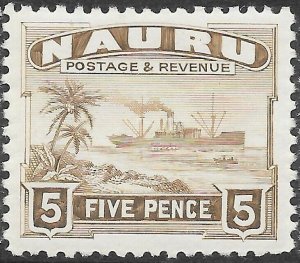 NAURU SG33B 1937 5d BROWN MTD MINT