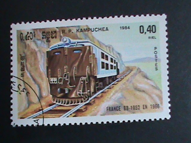 CAMBODIA STAMP 1984 WORLD CLASSIC TRAINS CTO-MNH SET  CTO Mint Not hing