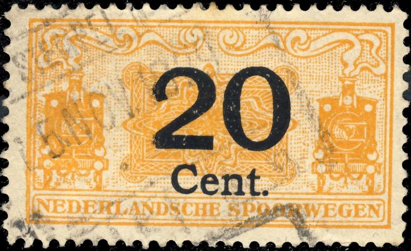 PAYS-BAS / NETHERLANDS - 1929 NEDERLANDSCHE SPOORWEGEN 20 Cent. type c - VFU