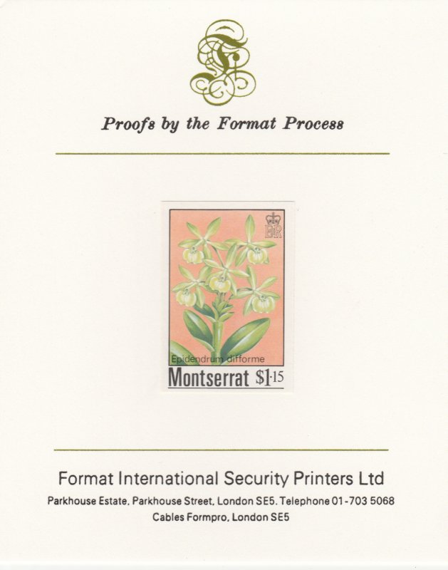 MONTSERRAT 1985 ORCHIDS  imperf on FORMAT INT PROOF CARD