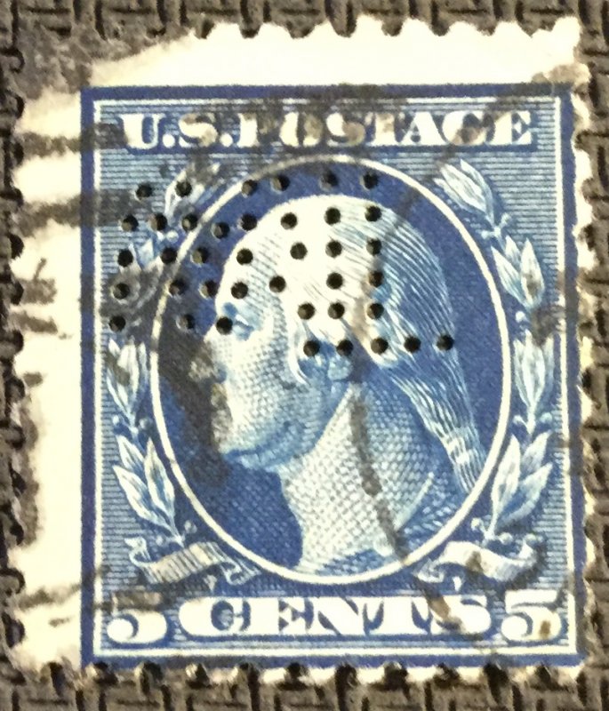 US #504 Used Perfin Single George Washington SCV $.35