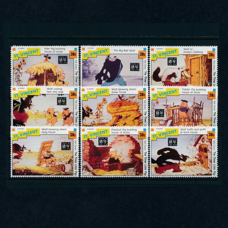 [101865] St. Vincent 1995 Disney Three Little Pigs Chinese new year  MNH