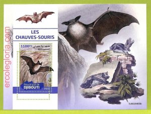 B0217 - DJIBOUTI - MISPERF ERROR Stamp Sheet - 2022 - Animals, BATS-