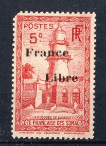 FRENCH SOMALI COAST 1943 #197 5c MNH, OVPT. FRANCE LIBRE