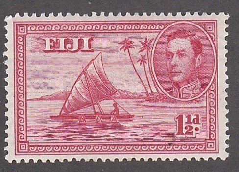 Fiji # 132, Man in Canoe, Mint Hinged.