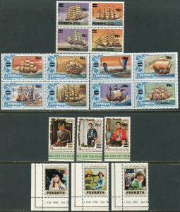 PENRHYN Sc#241-254 1983 Revalued Ships & Royalty Complete Set OG Mint NH