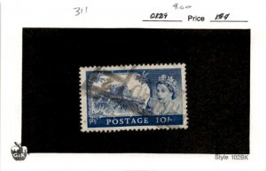 Great Britain, Postage Stamp, #311 Used, 1955 Queen Elizabeth (AH)