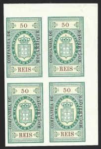 Mozambique 1892 Imposto do Sello Revenue 50r Sheet Corner BLOCK VF Unused-