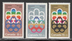 Canada #B1-3 ~ Cplt Set of 3 ~ Olympics ~ Mint, NH  (1974)