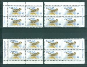 Canada. 1969 Set. 4 Corner Block Margin. Bird, Ipswich Sparrow . Sc# 497