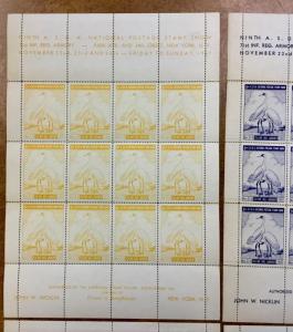 4 mint sheets 9th ASDA National Postage Stamp Show NY - 1957 LABELS Fullsheets