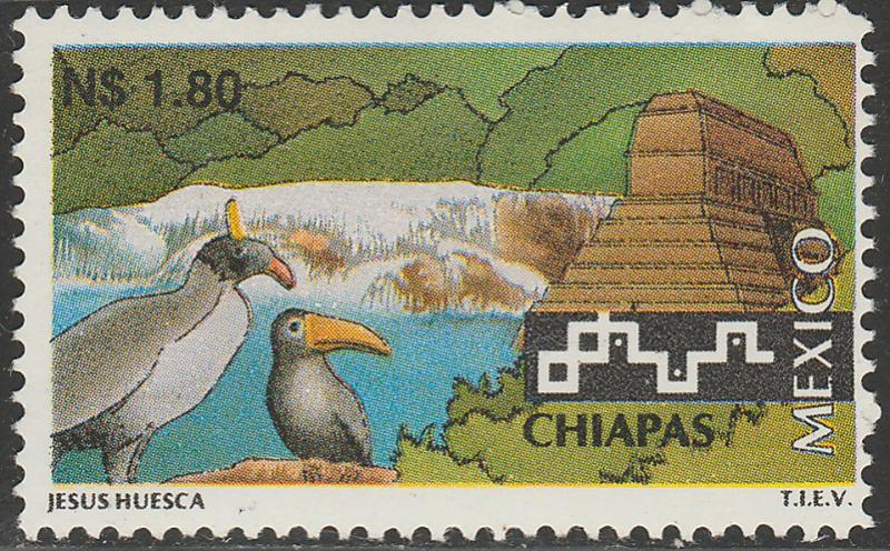 MEXICO 1789, N$1.80 Tourism Chiapas, birds, pyramid. Mint, Never Hinged F-VF.