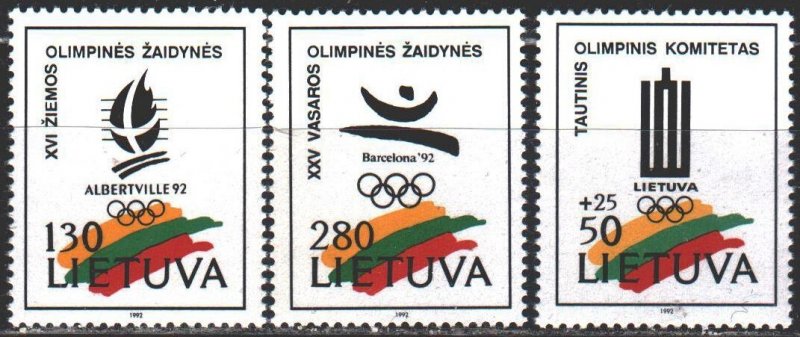 Lithuania. 1992. 496-98. Albertville, winter olympics. MNH.