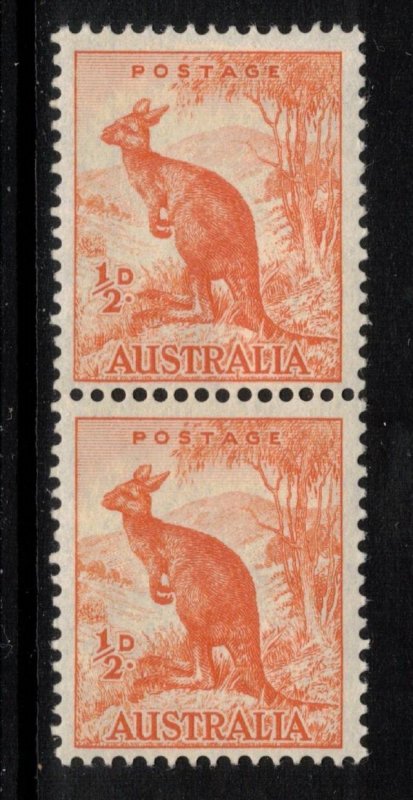 AUSTRALIA 1950 ½d Kangaroo Coil Pair; SG 228c; MNH