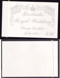 Barbuda-Sc#493-5- id11-unused NH Royal Wedding booklet-Diana-1981-