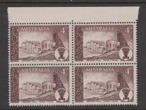 Australia 1958 Broken Hill Sc#311 Block of 4 Mint Hinged on 2 stamps