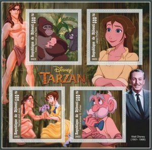 Stamps. Cartoons. Disney. Tarzan 2022 year 1+1 sheets perf  Djibouti