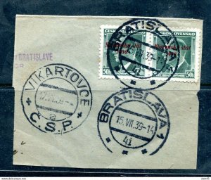 Slovakia 1939 Pair Overprint on piece 11273