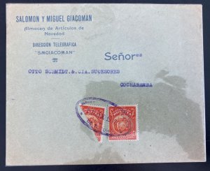 1927 Totora Bolivia Bisect Stamp Commercial Cover To Cochabamba Cancel Error