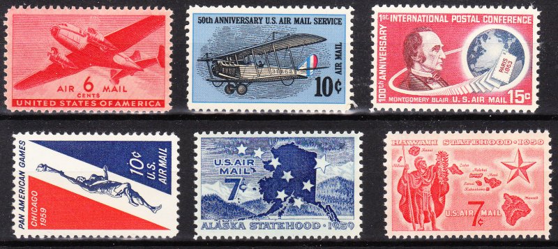 MOstamps - US Mint OG NH Airmail Stamps (6 stamps) - Lot # DS-7713 | United  States, Air Mail Stamp