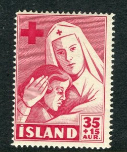 ICELAND; 1949 early Charity Stamp Mint hinged 35a. value