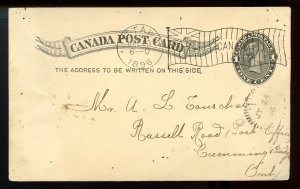 ?Early Flag cancel Ottawa 1896 JUL 23  Stationery Post card Canada