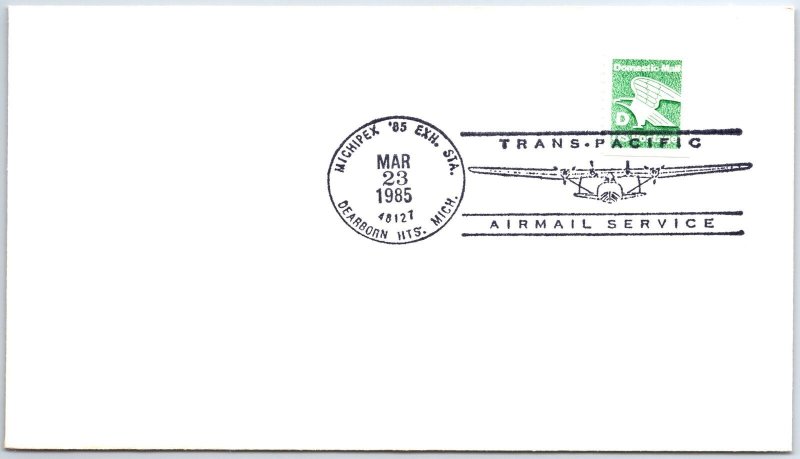 US COVER WITH SPECIAL EVENT CANCEL TRANSPACIFIC AIRMAIL SERVICE DEARBORN HTS '85