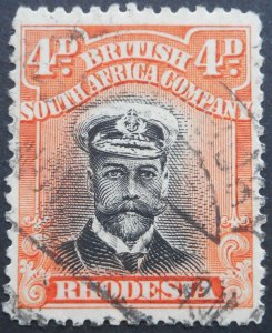 Rhodesia Admiral Die I Four Pence p14 with a SALISBURY (DCAJ) postmark
