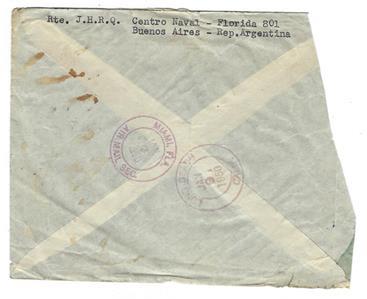 1950 Argentina To USA Registered Airmail Official Navy Cover -  (RR112)