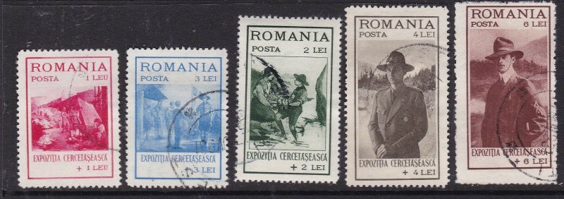 ROMANIA  ^^^^^^1931 YT# 422-426 used SEMIS SET ( SCOUTS) $$@ lar4641roma