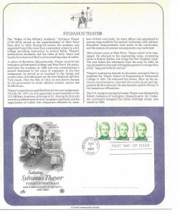 1985 Sylvanus Thayer, Father of Westpoint, Braintree Sc 1852 FDC info page PCS