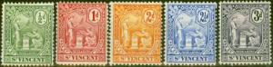 St Vincent 1907-08 set of 5 SG94-98 Fine Mtd Mint 