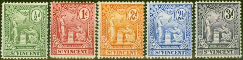 St Vincent 1907-08 set of 5 SG94-98 Fine Mtd Mint 