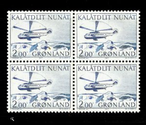 Greenland 1977 Sc#85 HELICOPTER OVER MOUNTAINS Block of 4 MNH