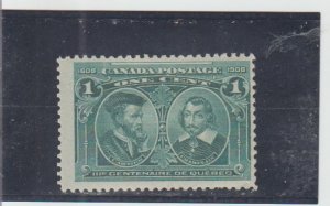 Canada  Scott#  97  MH  (1908 Quebec Tercentenary)