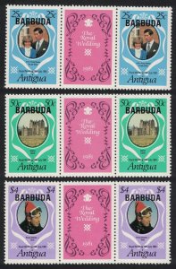 Barbuda Charles and Diana Royal Wedding Perf 12 Changed Colours 3v GP 1981