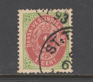 Danish West Indies Sc 5b used 1874 1c green & red violet Numeral, fresh, sound