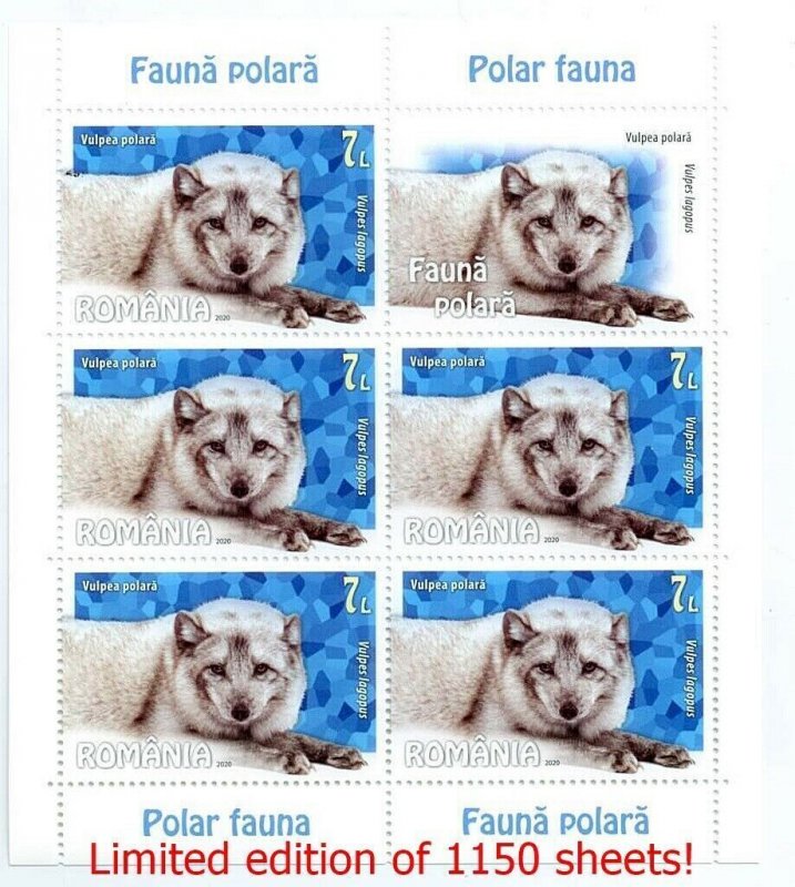 Romania 2020 Polar fauna MNH stamps Arctic fox hare wolf snowy owl birds