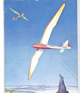 Aviation GLIDER ART Postcard 1937 Signed *A.E.SLATER* Message FILM Hereford PG37