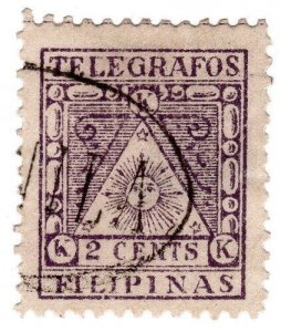 (I.B) Philippines Telegraphs : 2c Purple (1898) 