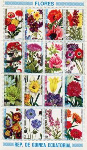 Equatorial Guinea 1979 FLOWERS Sheet (16) Perforated Mint (NH)