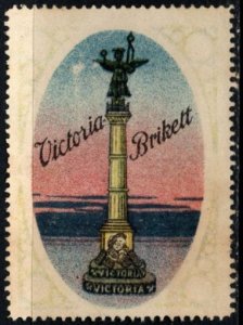 Vintage Germany Poster Stamp Victoria Briquette, View Of The Victory Column