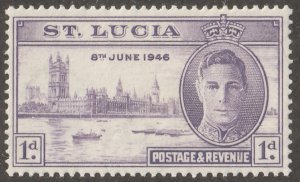 St. Lucia, stamp, Scott#127,  mint,  hinged,  1d, carmine,