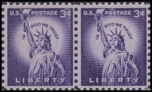 US 1035 Statue of Liberty 3c horz pair (2 stamps) MNH 1954 