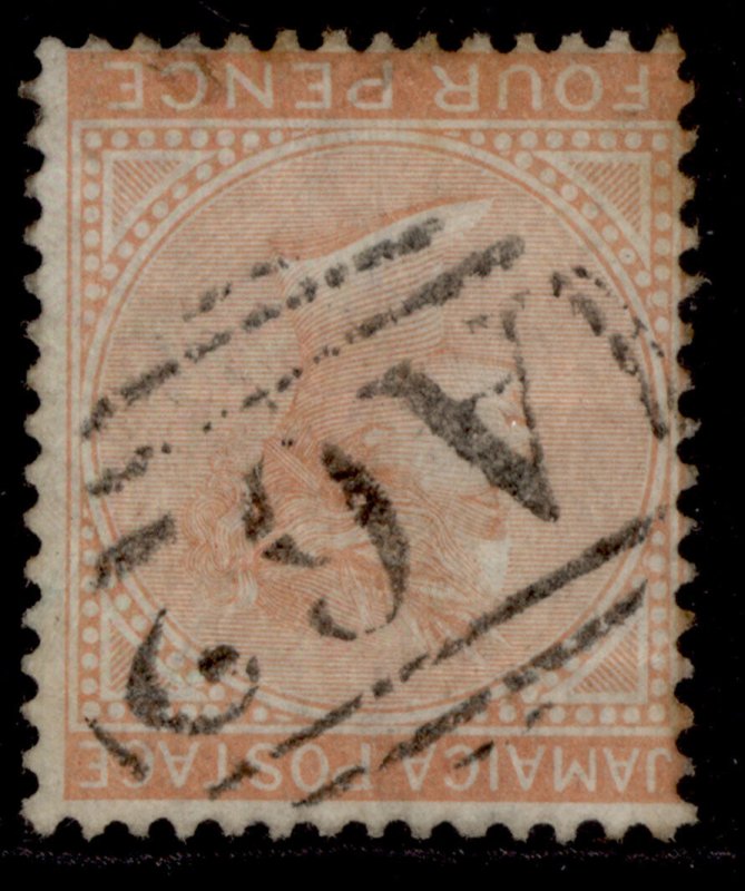 JAMAICA QV SG11w, 4d brown-orange, FINE USED. Cat £100. WMK INVERTED