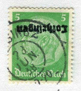 GERMANY; 1940 Lotheringen Occ. unusual Reference 5pf. forged INVERTED Optd