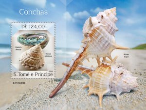 Sao Tome & Principe 2019 MNH Seashells Stamps Haliotis Tectus Sea Shells 1v S/S 