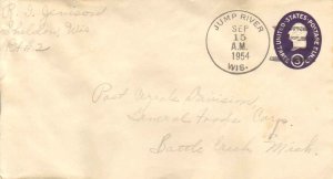 United States Wisconsin Jump River 1954 4f-bar  1909-1957  Postal Stationery ...