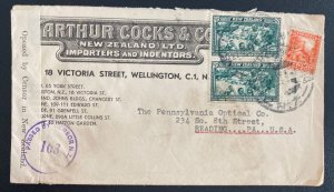 1940s Wellington New Zeland Advertising Censored cover to Reading PA USA